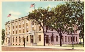 U S Post Office And Custom House Bay City Michigan Linen Postcard Bay City Michigan Bay City City