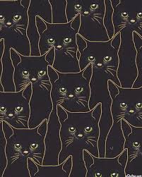 full moon black cat magic black gold koshachij risunok kartiny risunki