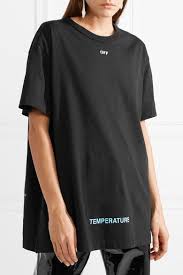 Black Oversized Printed Cotton Jersey T Shirt Off White Long Sleeve Tshirt Men Shirts Printed Cotton
