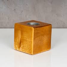 Levandeo Teelichthalter Holz Massiv 10x10cm Teak Farbig