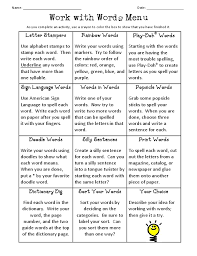 This is a great activity for home schools because children improve their manual 2. Work With Words Menu Pdf Google Drive Word Work Daily 5 Teaching Spelling