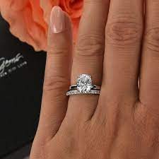 2 Ct Classic Oval Solitaire Bridal Set 4 Prong Engagement Ring Man Made Diamond Simulant Wedding Band Wedding Set Sterling Silver Prong Engagement Rings Cool Wedding Rings Classic Wedding Rings