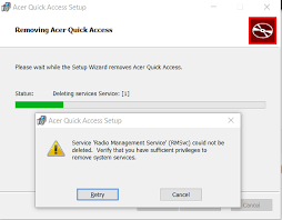 I keep getting error 1920 about sufficient priviledges. Windows 10 Unable To Uninstall Acer Quick Access Windows Linus Tech Tips