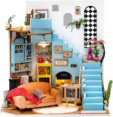 But miniatures aren't meant to be enjoyed from a distance. Amazon Com Rolife Diy Dollhouse Miniatures Craft Kits For Adults Joy S Peninsula Living Room Toys Games