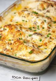 Grandmas cheesy hashbrown casserole made without cream of chicken soup! Creamy Chicken Bake Recipe 100krecipes