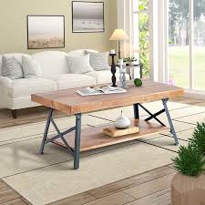 Harper Bright Designs Living Room Solid Wood Coffee Table With Metal Legs Walmart Com Coffee Table Coffee Table Farmhouse Living Room Table