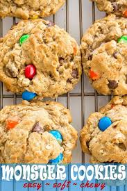 Monster Cookies Soft And Chewy Peanut Butter Oatmeal Just Use Red Green M Ms For Christmas Cookies Monster Cookies Recipe Cookie Recipes Monster Cookies