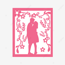 Red Kissing Couple Paper Cut Style Element Svg Flowers Vine Love Png And Vector With Transparent Background For Free Download