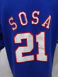 Chicago Cubs Sammy Sosa 21 Baseball Mlb Mirage Blue Cotton Jersey Mens Size L Mirage Chicagocubs Mlb Chicago Cubs Chicago Cubs Mlb Baseball