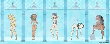 Bridgette, Courtney, Heather, Gwen, and Leshawna in the camp shower  (darkstarjeane) [Total Drama Island] | Scrolller