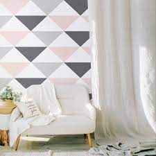 Our Large Triangle Wall Mural Consists Of Three Wallpaper Panels And Comes In Very Lovely Pastel Pink Geometric Wallpaper Floral Wallpaper Geometric Wallpaper