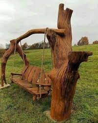 Rustikal Und Gemutlich Holzbank Wooden Swing Chair Rustic Furniture Wooden Swings