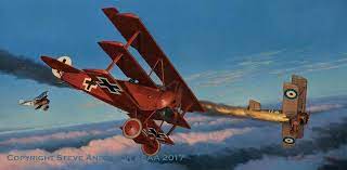 A sopwith camel fighter and two sopwith pup fighters of the royal flying corps vs two dr.1 triplanes of the german airforce, one dr.1 is currently plunging groundward on fire , the other two pulling away from the rfc planes. Pin On Vintage Aviation Art