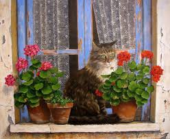 Pin By Ursula Cerezo On Sokak Pencere Kapi Ev Street Window Door House Painting Art Painting Cat Art