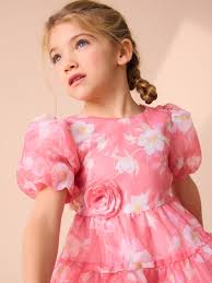 Buy Laura Ashley Bright Pink Winter Rose Floral Organza Pintuck Prom Dress  from the Next UK online shop