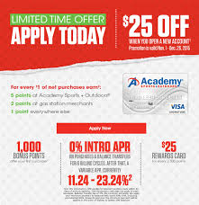 The entire transaction amount after discount must be placed on the academy sports + outdoors credit card. Holiday Credittest