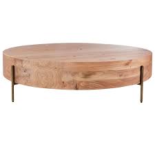 Retro Round Coffee Table With Solid Wood Tabletop Metal Legs In 2021 Coffee Table Wood Round Wood Coffee Table Coffee Table