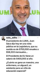 Juan Saca, Presidente de Luma devenga un salario de $700,000 💵 dólare...