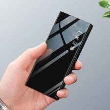 30000mah Portable Power Bank Glossy Mirror Digital Display With Led Light Mobile Power Bank External Bat Powerbank External Battery Pack Portable Phone Battery