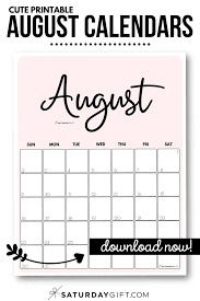Cute Free Printable August 2021 Calendar Saturdaygift In 2020 August Calendar Free Printables Printables