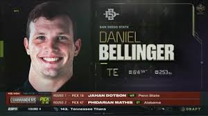 SDSU FOOTBALL: DANIEL BELLINGER SELECTED BY NY GIANTS IN 4TH ROUND OF NFL  DRAFT
