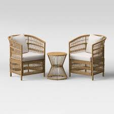 Mulberry 3pc Patio Chat Set Natural Threshold Patio Furniture Sets Wicker Patio Chairs Outdoor Furniture Sets