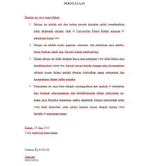 Ada contoh surat pernyataan kesanggupan, surat pernyataan kerja, surat pernyataan menikah, surat pernyataan sikap, dan lain sebagainya. Contoh Surat Pernyataan Untuk Proposal Skripsi Mas Abas