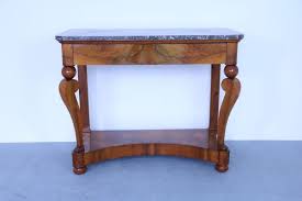 Antique French Empire Style Walnut Console Table With Marble Top For Sale At Pamono 12 black marble console table top mosaic floral inlay bedroom garden decor m074.