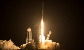 (spacex) is an american aerospace manufacturer and space transportation services company headquartered in hawthorne, california. Spacex Launches Third Crew In Less Than A Year With Recycled Rocket And Capsule Spacex The Guardian