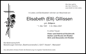 We did not find results for: Traueranzeigen Von Elisabeth Gillissen Aachen Gedenkt