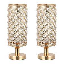 Haitral Crystal Table Lamp Set Of 2 Elegant Decorative Https Www Amazon Com Dp B07t2zn9j5 Ref Cm Crystal Table Lamps Nightstand Lamp Vintage Table Lamp