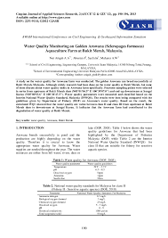 Waterbody recovery planning (total maximum daily loads). Pdf Water Quality Monitoring On Golden Arowana Scleropages Formosus Aquaculture Farm At Bukit Merah Malaysia Ismail Abustan Academia Edu