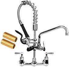 Because they feature both a hot and. Buy 8 Inch Center Commercial Faucet With Pre Rinse Sprayer 20 Height Commercial Wall Mount Kitchen Faucet With 8 Swing Spout Commercial Compartment Sink Faucet For Restaurant Industrial Brass Chrome Online In Turkey B08zcpjws2