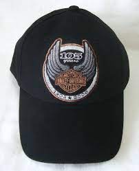 Nwt Harley Davidson 105th Anniversary Official Hat 2008 Black Cotton Cap Flexfit Black Baseball Cap Hats Vintage Men