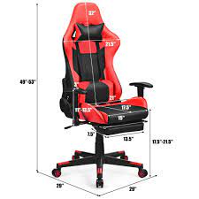 costway red massage gaming chair upholstery reclining racing office chair with lumbar support and footrest hw62776re the home depo gaming chair chair dxracer