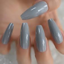 Surviving my first set of really long acrylic nails when i get them saturday. Gray Ballerina Fake Nails Extra Long Uv Acrylic False Nails Extremely Long Light Grey False Nail Tips 24 False Nails Aliexpress