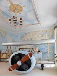 Photo about a bedroom with an airplanne theme. Aviation Themed Kids Bedroom Dahlia Mahmood Hgtv