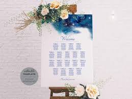 Celestial Wedding Seating Chart Blue Green Table Seating