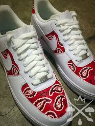 Nike Air Force One 1 Low Custom Red Bandana Men S White Etsy Nike Air Force Ones White Sneakers Men Sneakers