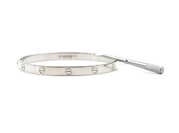 Cartier 750 52833a ito cartier's love collection is exceptional creation of 1970s new york. Cartier 750 18k Love Bangle Size 21 Screw System Bracelet Silvery White Gold Ref 172731 Joli Closet