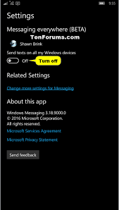You can use your phone. Turn On Or Off Messaging Everywhere In Windows 10 Pc And Mobile Tutorials