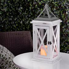 Sterno Home Wood White Battery Powered Led Outdoor Lantern With Electric Candle Reviews Wayfair