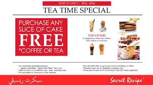 Chill in the refrigerator and serve over ice. Secret Recipe Malaysia Purchase Slice Of Cake Get Free Coffee Or Tea 3pm 6pm Weekdays