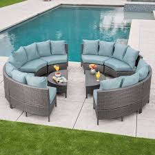 Beachcrest Home Sena 10 Piece Rattan Sectional Set With Cushions Reviews Wayfair Wicker Patio Sectional Patio Sectional Gray Patio Furniture