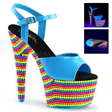 pleaser adore 709rbs neon blue pat neon multi uk 4 eu 37