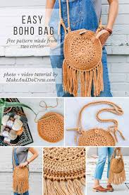 Easy Crochet Boho Circle Purse Pattern Free Pattern Video Tutorial Crochet Boho Purse Crochet Boho Bag Purse Patterns Free