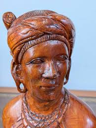 Pair of Igorot hardwood busts, hand-carved, Philippines, mid-20th century  in Antique Busts