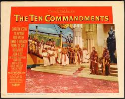 Charlton heston, yvonne de carlo, cedric hardwicke and others. The Ten Commandments 1956 Original Lobby Card Poster 11 X 14 Original Film Art Vintage Movie Posters