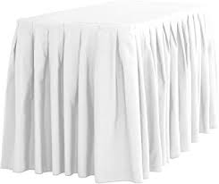 Amazon Com Linentablecloth 14 Ft Accordion Pleat Polyester Table Skirt White Home Kitchen In 2020 Table Skirt Basic Shower Curtain Table Cloth