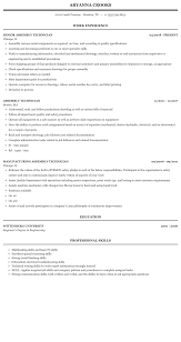 assembly technician resume sample